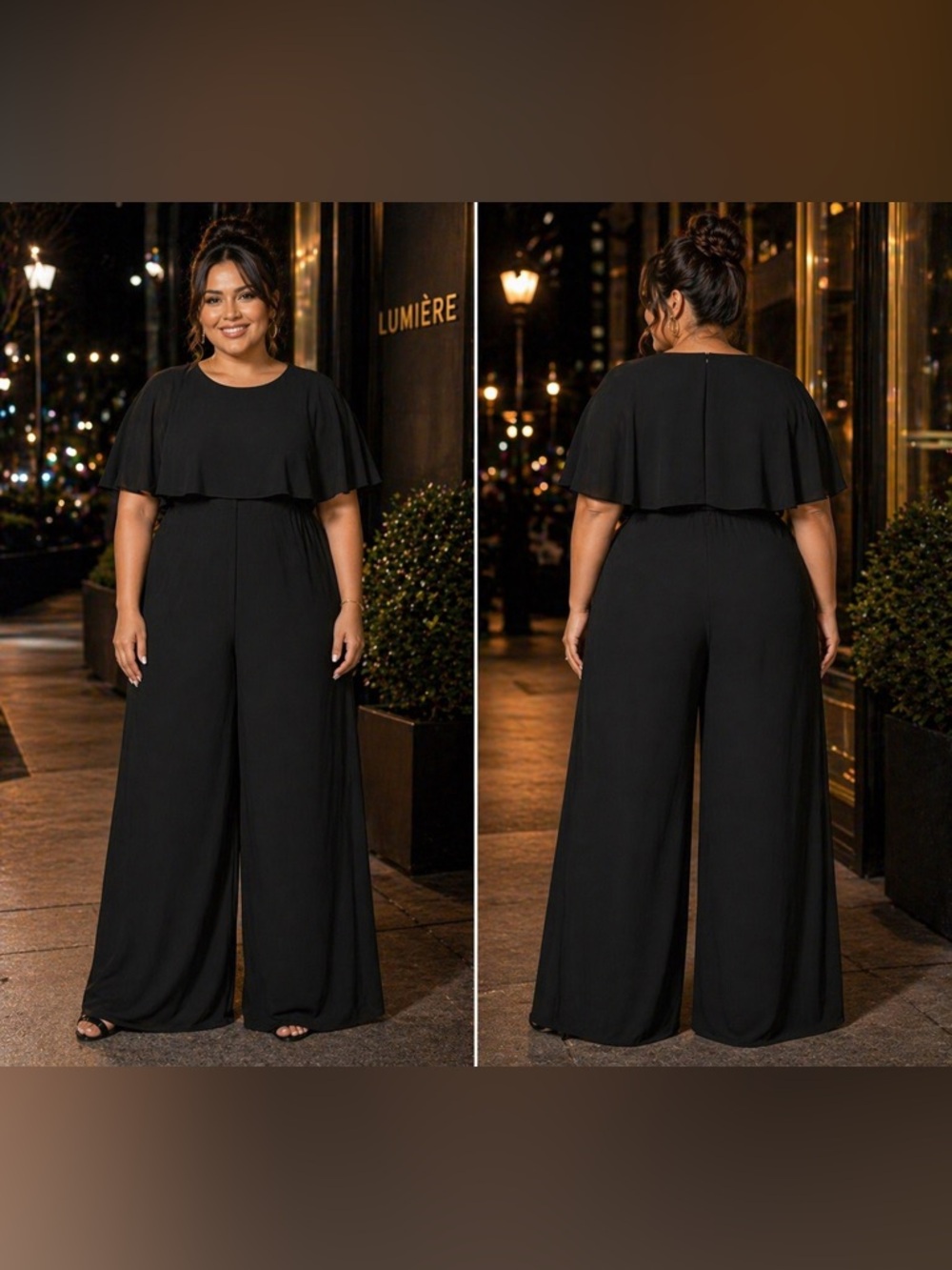 NWOT Snow-angel Black Shawl Over Sleeveless Jumpsuit Wide Leg XXL